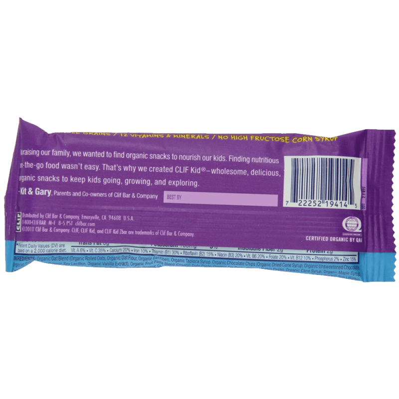 Clif Kid Organic ZBar Organic Chocolate Chip
