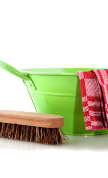 Cleaning bathroom at home