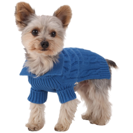 Designer Pet Clothes, Royal Blue Dog Aran Sweater