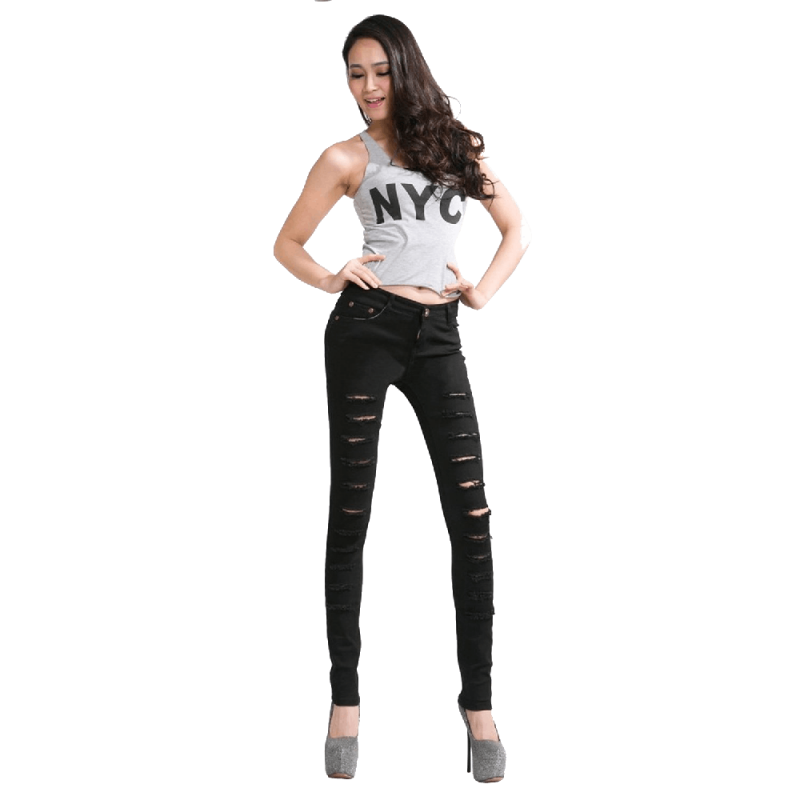 Ripped Jeans Trousers Skinny