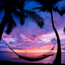 Tropical beach at sunset 