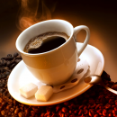 White cup of hot coffee 