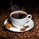 White cup of hot coffee 