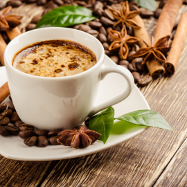 White cup of hot coffee White cup of hot coffee