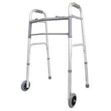 Care Deluxe Two Button Folding Walker with 5-Inch Wheels