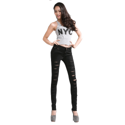 Cut-out Punk Novel Ripped Jeans