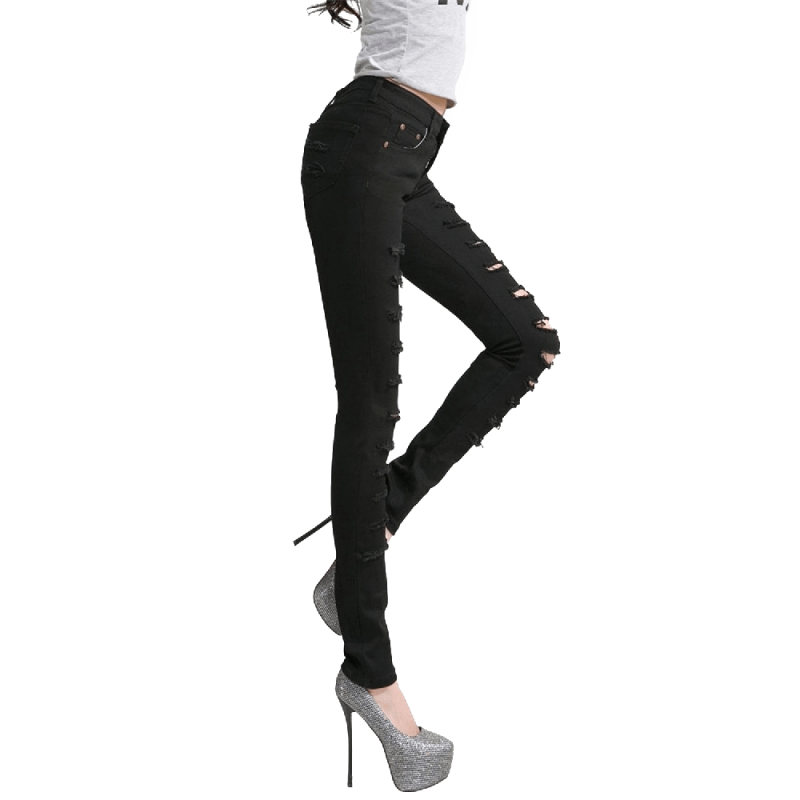 Cut-out Punk Novel Ripped Jeans