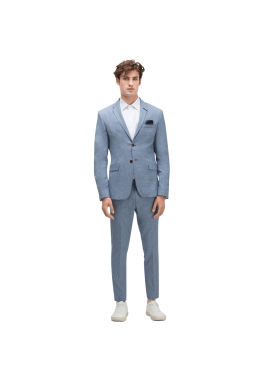 Blue Striped False Plain Suit Blazer