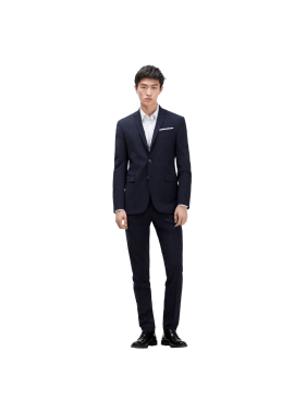 Navy Blue Checked Suit