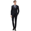 Suit with waistcoat, pin detail on lapel 
