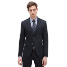 Suit with waistcoat, pin detail on lapel 