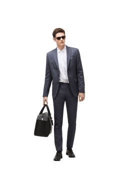 Textured weave suit, breast pocket detail