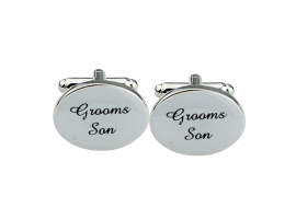 Silver Oval Wedding Cufflinks Groom