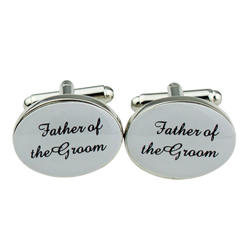 Silver Oval Wedding Cufflinks Groom