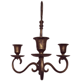 Antiqued Brass Finished Metal 3 stick Candle Holder