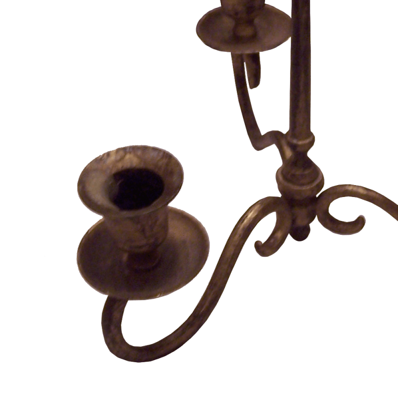 Antiqued Brass Finished Metal 3 stick Candle Holder