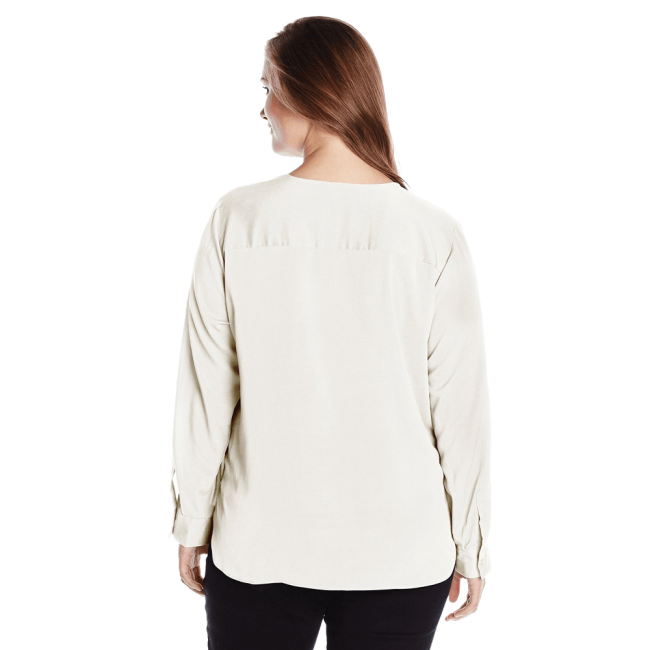 V-Neck Roll-Sleeve Top Blouse