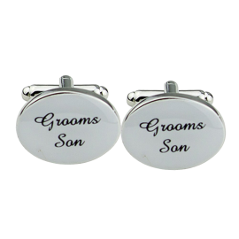 Pair Mens Silver Oval Wedding