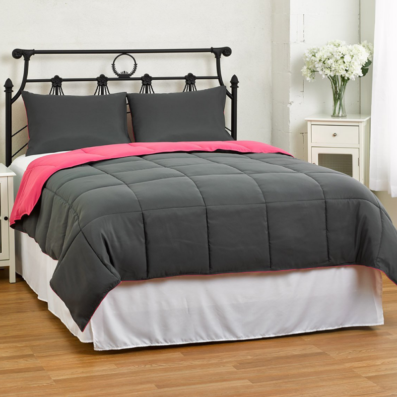 Lightweight Reversible Down Alternative Summer Comforter Set by ExceptionalSheets, Full Queen, Hunter Green Sage