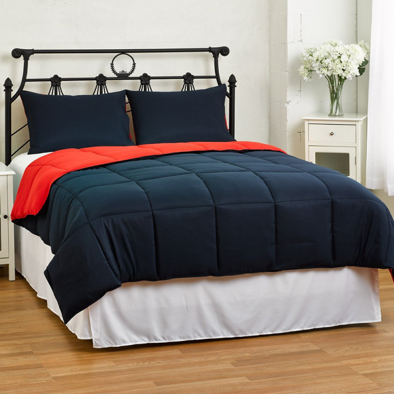 Lightweight Reversible Down Alternative Summer Comforter Set by ExceptionalSheets, Full Queen, Hunter Green Sage