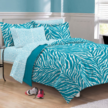 My Room Zebra Purple Ultra Soft Microfiber Comforter Sheet Set, Multi Colored, Twin Twin-X-Large