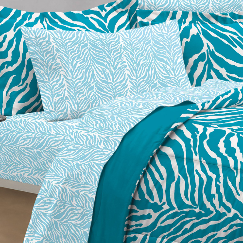 My Room Zebra Purple Ultra Soft Microfiber Comforter Sheet Set, Multi Colored, Twin Twin-X-Large