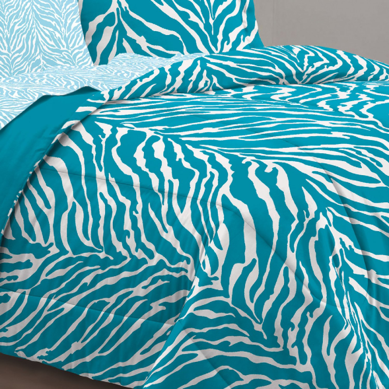 My Room Zebra Purple Ultra Soft Microfiber Comforter Sheet Set, Multi Colored, Twin Twin-X-Large