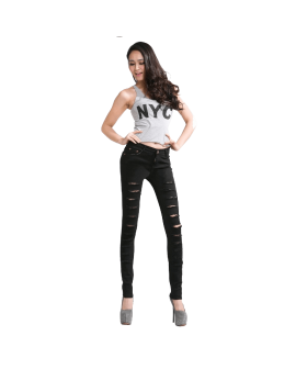 Cut-out Punk Novel Ripped Jeans