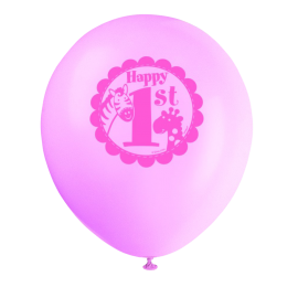 Pink Safari First Birthday Balloons