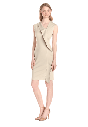 Asymmetrical Neck Ruffle Dress