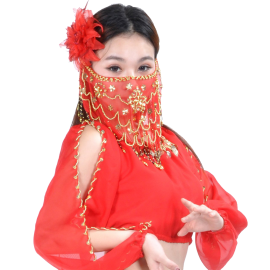 BellyLady Belly Dance Tribal Face Veil With Beads