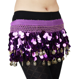 Multi-Row Paillettes Gold Coins Belly Dance Wrap & Hip Scarf 