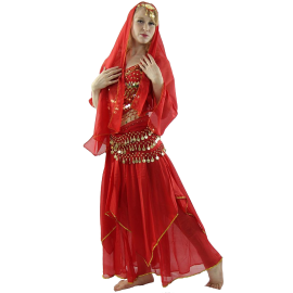 Red Pepper 5-Piece Belly Dance Costume 