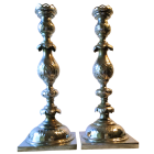Antique Fraget N Plaque Sabbath Candlesticks