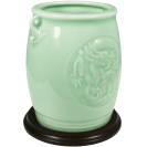 Chinese Dragon and Phoenix Celadon Ceramic Vase