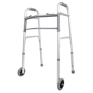 Two Button Folding Walker with 5-Inch Wheels