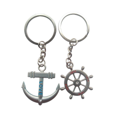 Anchor & Love Boat Rudder Helm Couple Keychain