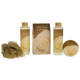 White Rose Jasmine Gold Tub Spa Bath Gift Set