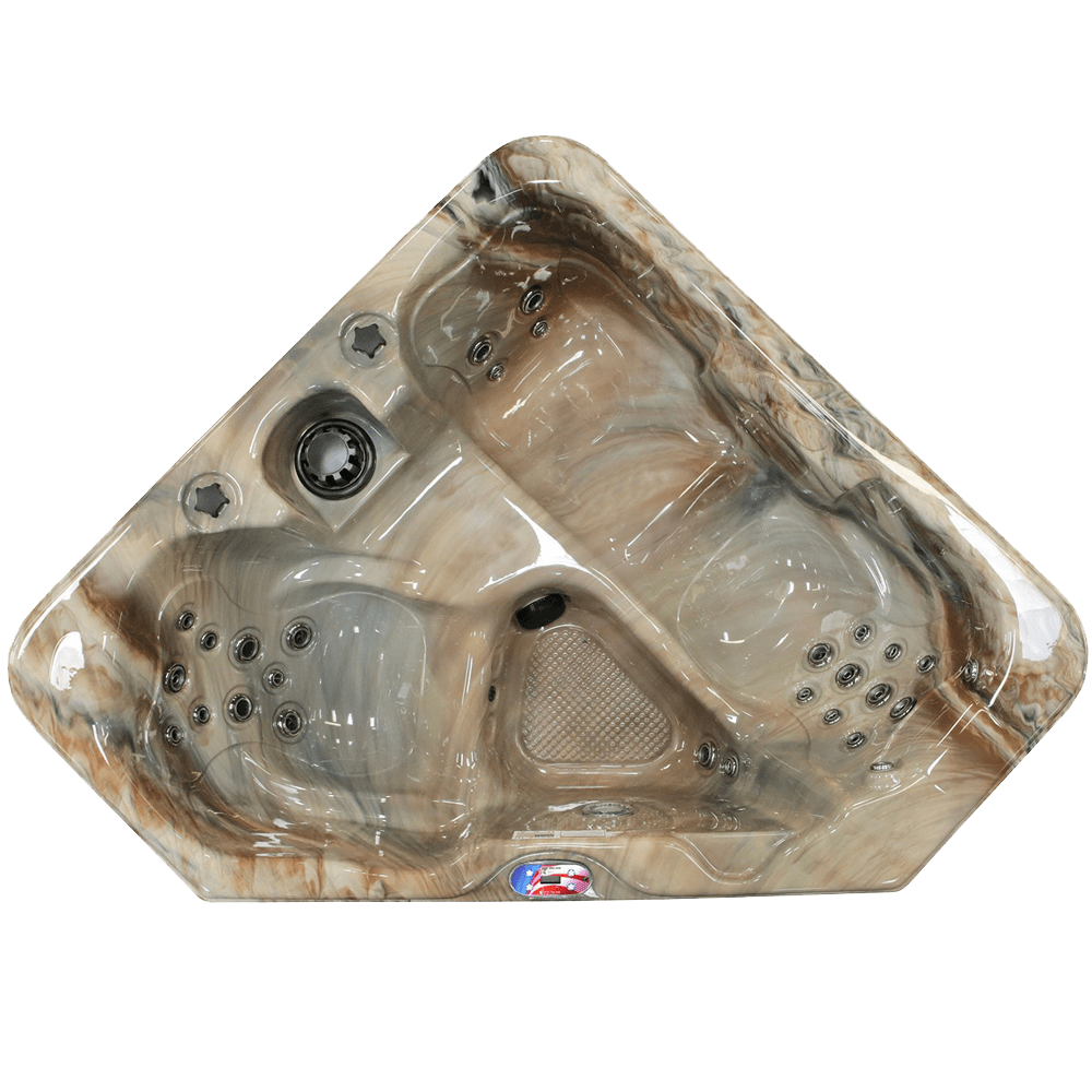 2-Person 28-Jet Triangle Spa with Backlit LED Waterfall