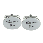 Silver Oval Wedding Cufflinks Groom