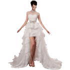 White Removable Sleeveless Ball Gown In Lace Wedding Dress