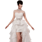 White Removable Sleeveless Ball Gown In Lace Wedding Dress
