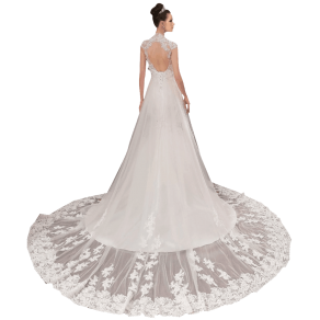 White Sleeveless Ball Gown In Lace Wedding Dress