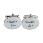 Silver Oval Wedding Cufflinks Groom