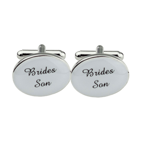 Silver Oval Wedding Cufflinks Groom