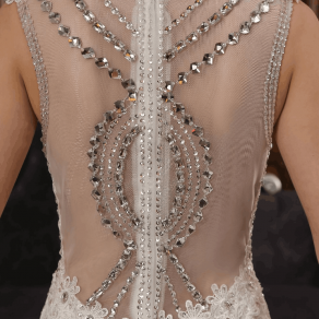 White Strap Ball Gown In Lace Wedding Dress