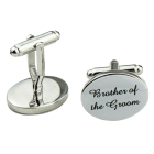 Silver Oval Wedding Cufflinks Groom