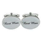Silver Oval Wedding Cufflinks Groom