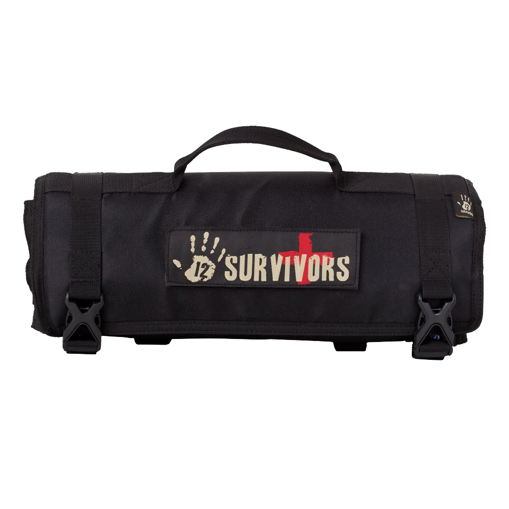 12 Survivors First Aid Rollup Kit Black
