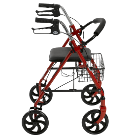 Rollator with Fold Up Removable Back Support Red 